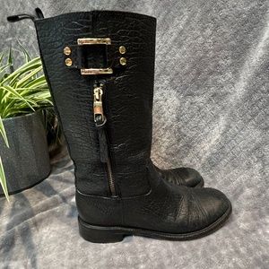 TORY BURCH Pebbled Leather STOWE Moto Boots